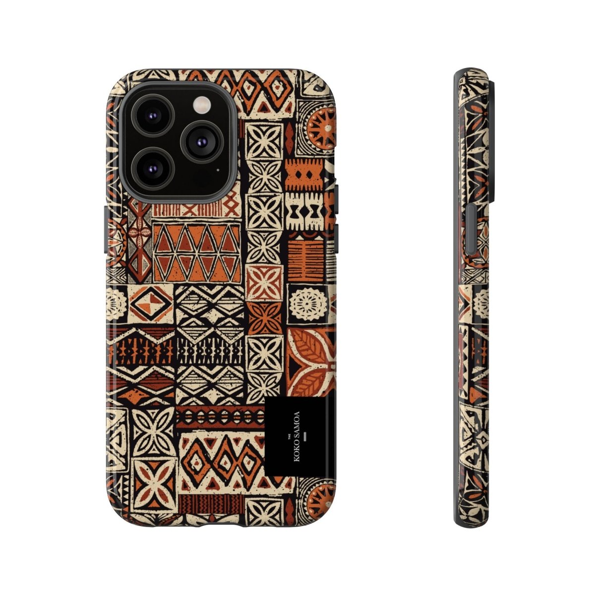 WOYC Tough Phone Case Elei in Koko Samoa design, durable protective cover for iPhone and Android devices.