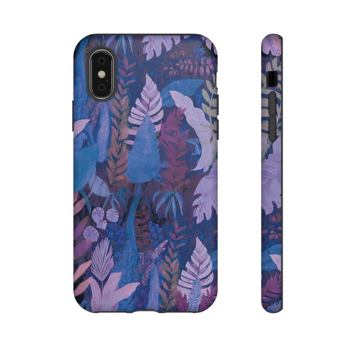 Lavender palms print tough phone case for iPhone and Samsung, durable protective cover featuring tropical design.