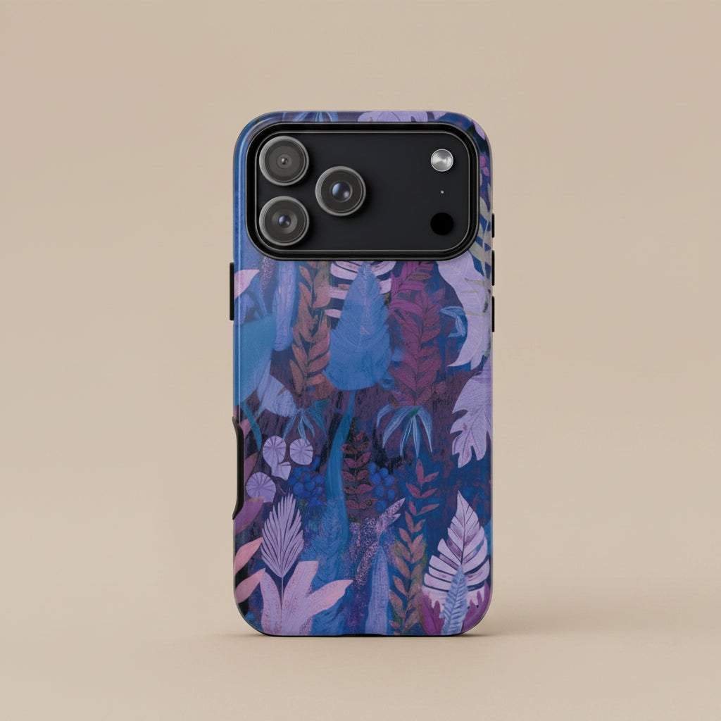 WOYC tough phone case with lavender palms design, featuring durable protection for smartphones in AU, NZ, and USA.