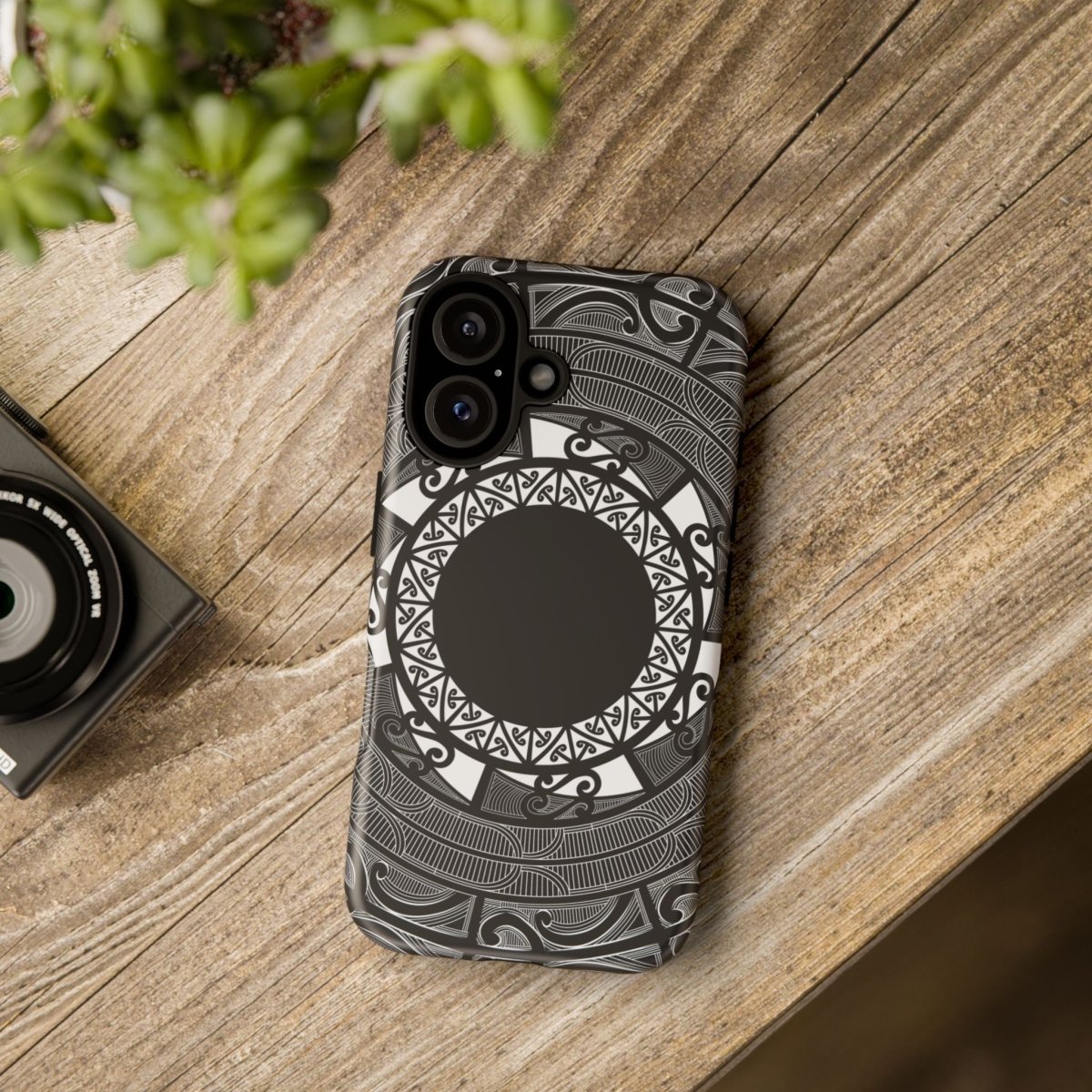 WOYC tough Maori phone case featuring traditional Koko Samoa design for AU/NZ/USA models, durable protective cover with cultural artwork.