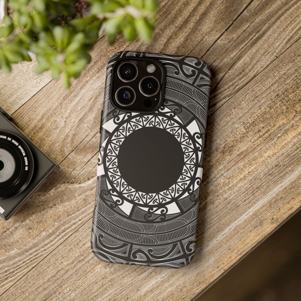 WOYC Tough Phone Case featuring Māori design, durable protective cover for smartphones, with vibrant Māori art patterns.