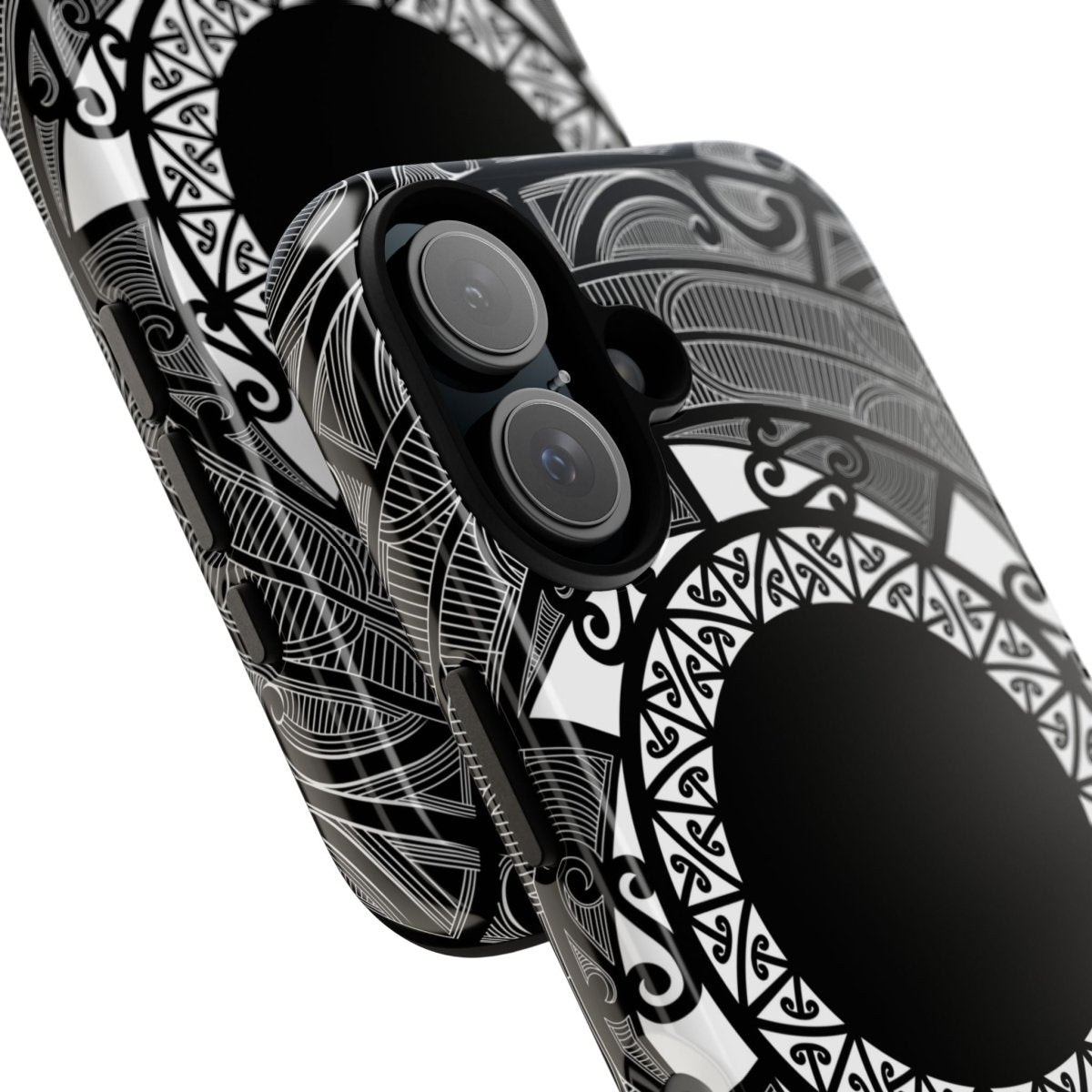 WOYC Tough Phone Case featuring Māori design with Koko Samoa motifs, durable protective cover for smartphones.