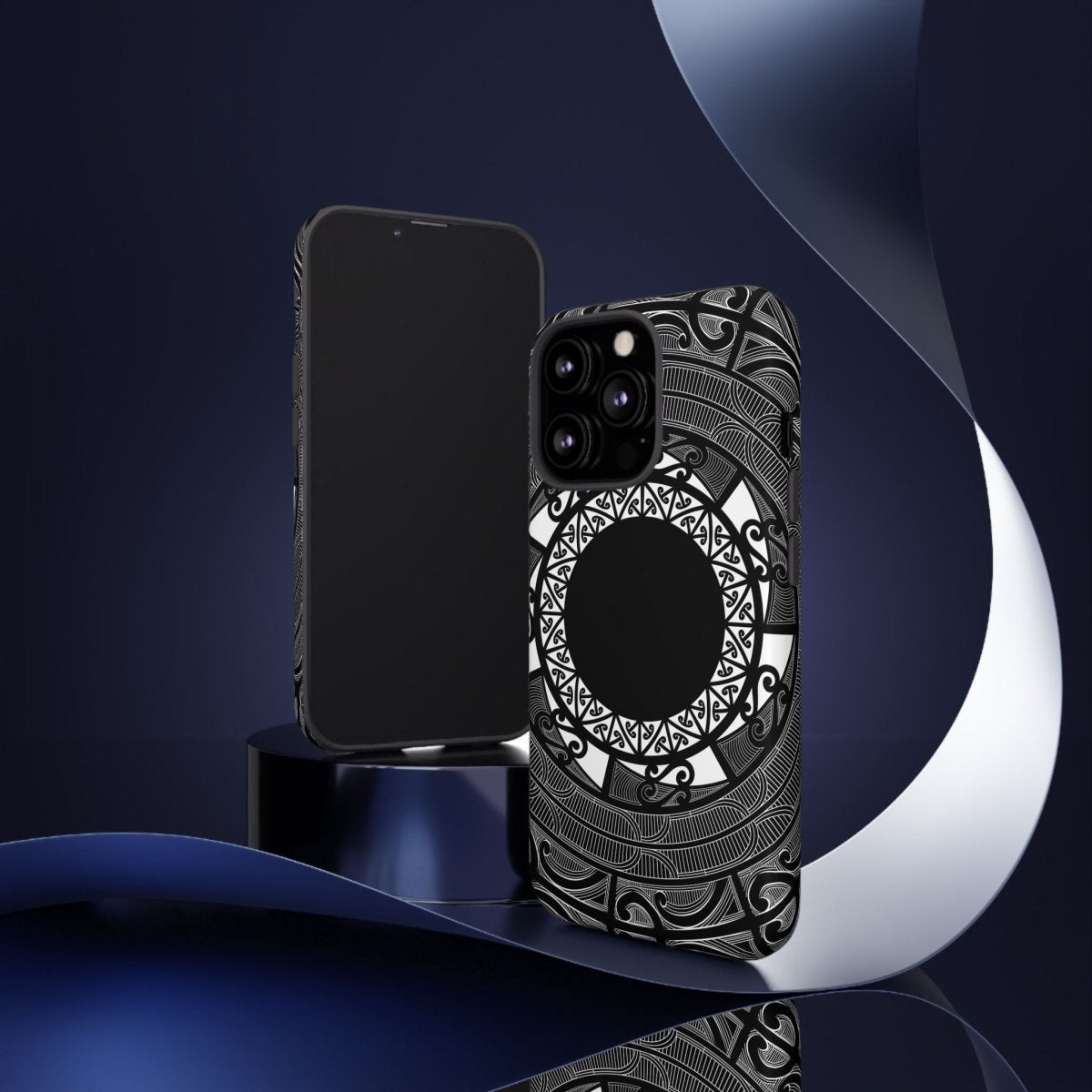 Durable WOYC Māori tough phone case with traditional Polynesian Koko Samoa design for AU, NZ, and US models.