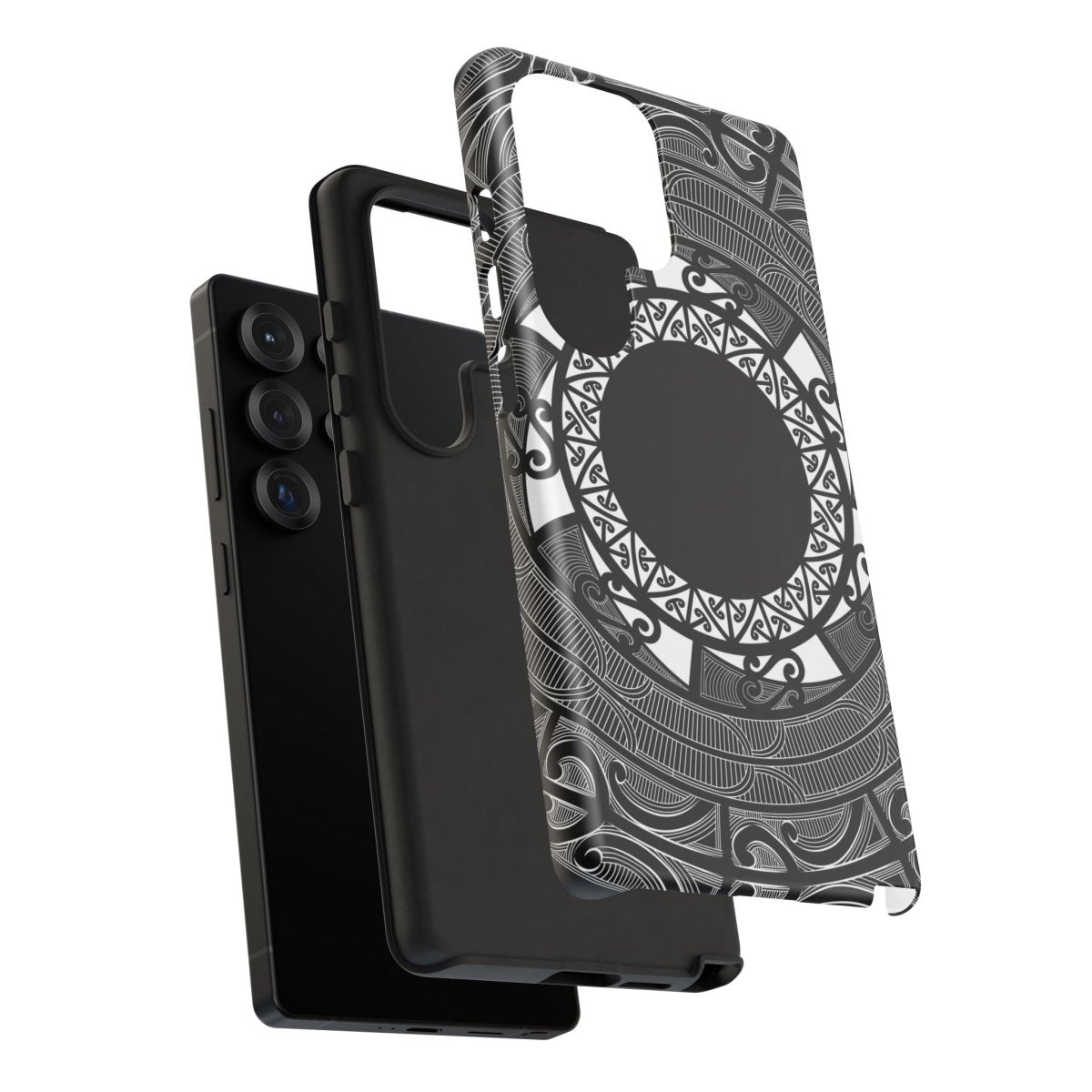 WOYC tough phone case with Māori design in vibrant colors, fits AU/NZ/USA models, offers rugged protection.