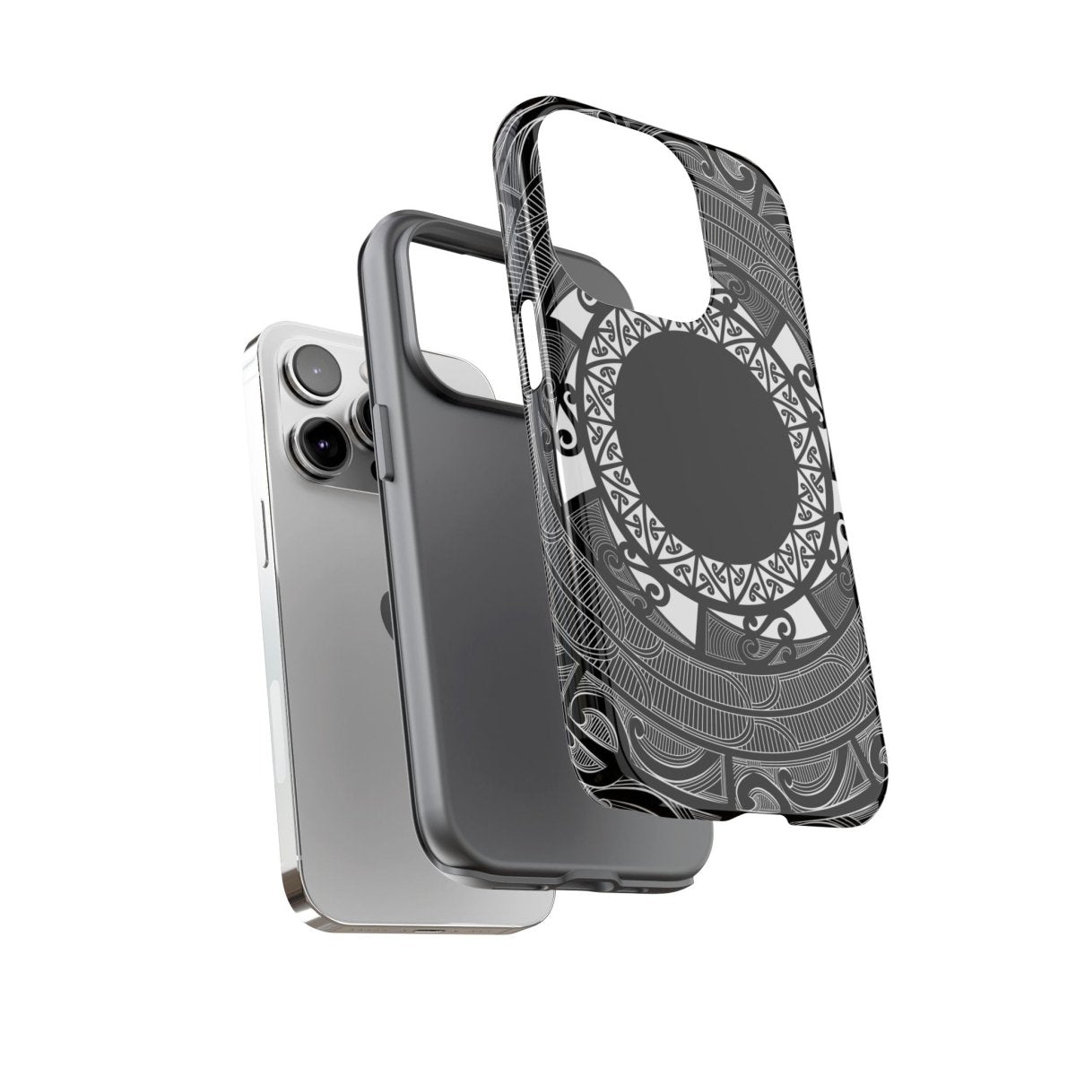 WOYC Māori tough phone case with traditional Koko Samoa design, durable protective cover for smartphones.