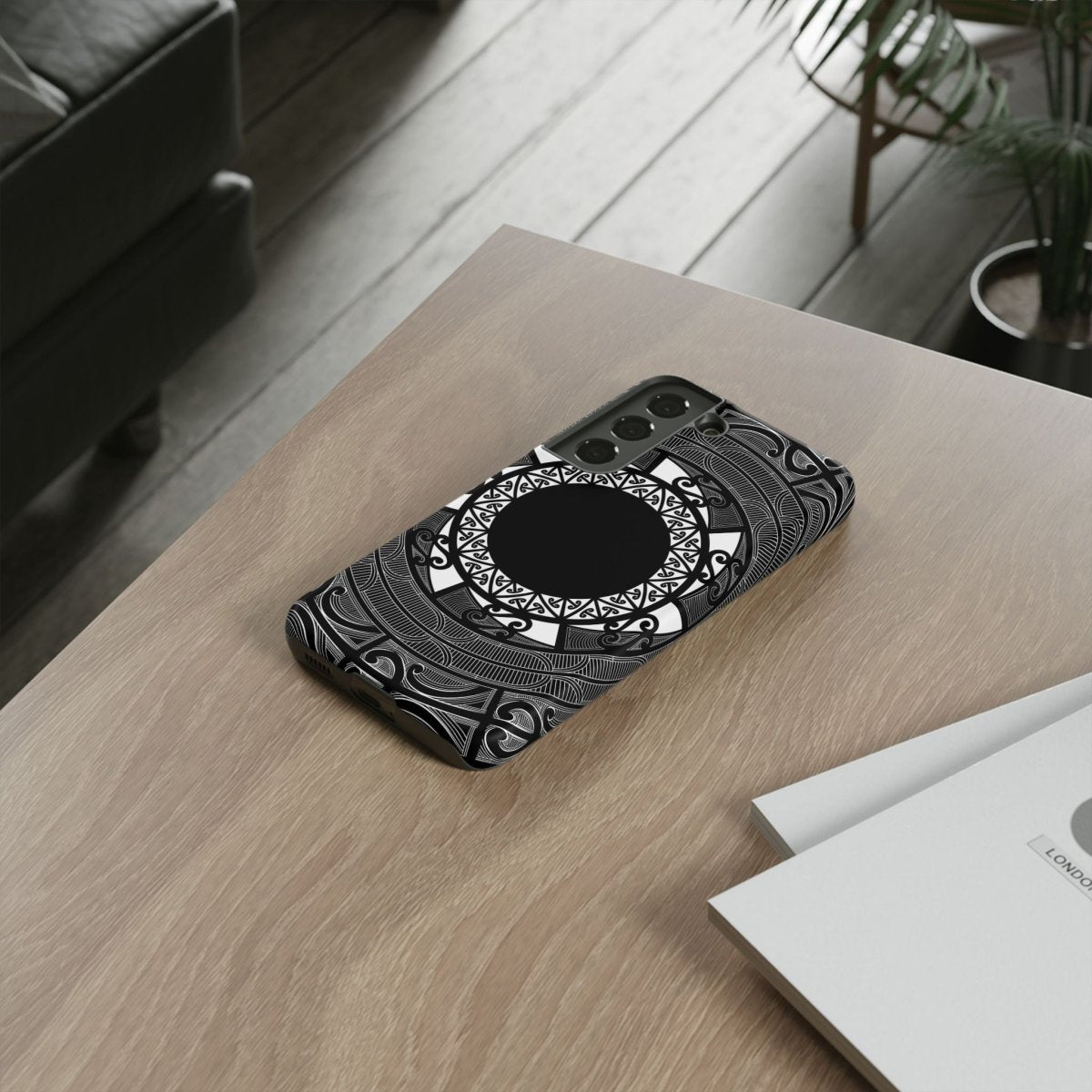 WOYC Māori tough phone case with traditional Polynesian patterns, designed for durability and protection.