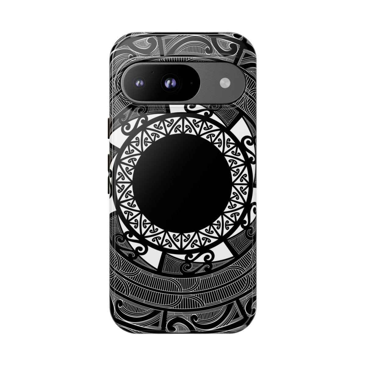 WOYC Māori tough phone case with traditional Koko Samoa design, durable protective cover for smartphones.