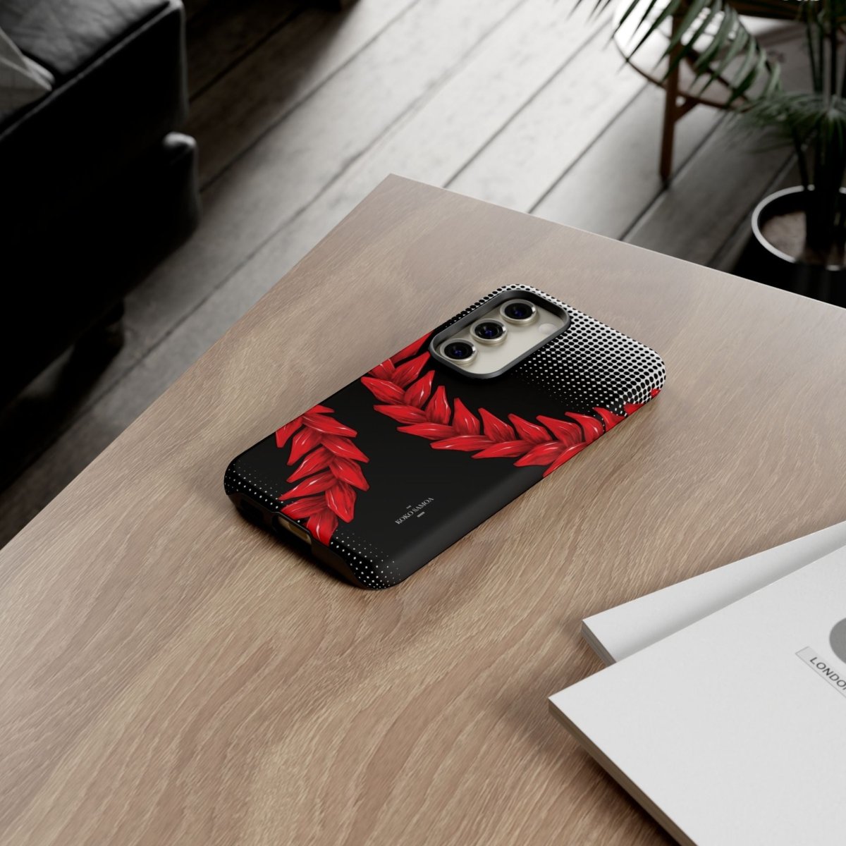 WOYC Tough Phone Case Ula Fala design for AU/NZ/USA, durable protective cover with vibrant tropical patterns for smartphones.