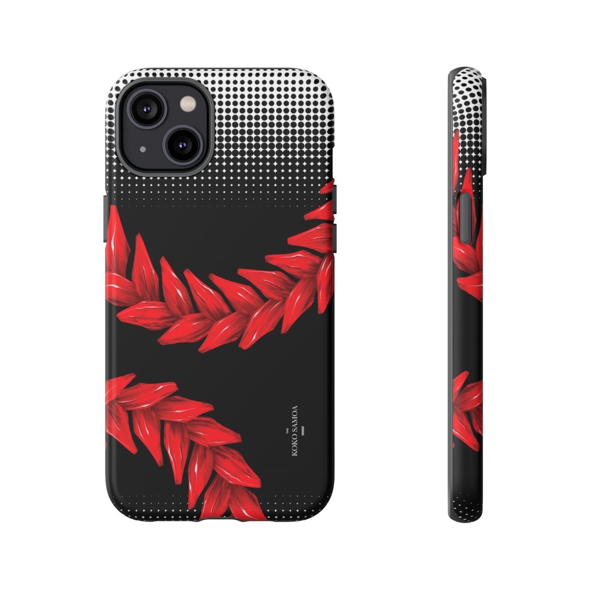 WOYC Tough Phone Case Ula Fala for AU/NZ/USA, featuring vibrant Samoan Koko Samoa design on durable protective cover.