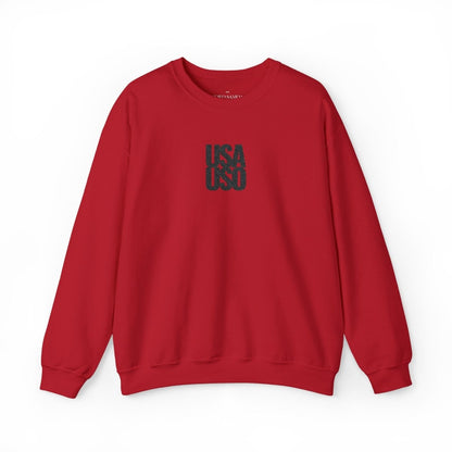 Unisex Heavy Blend Crewneck Sweatshirt - USA USO Valentine's - Black Embroidered - AU/NZ/USA - The Koko Samoa