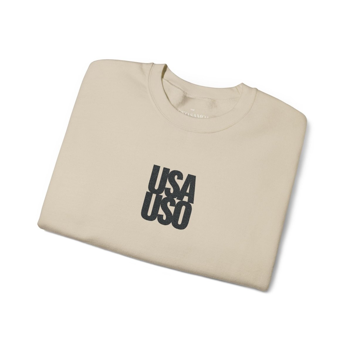 Unisex Heavy Blend Crewneck Sweatshirt - USA USO Valentine's - Black Embroidered - AU/NZ/USA - The Koko Samoa