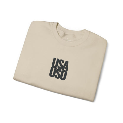 Unisex Heavy Blend Crewneck Sweatshirt - USA USO Valentine's - Black Embroidered - AU/NZ/USA - The Koko Samoa