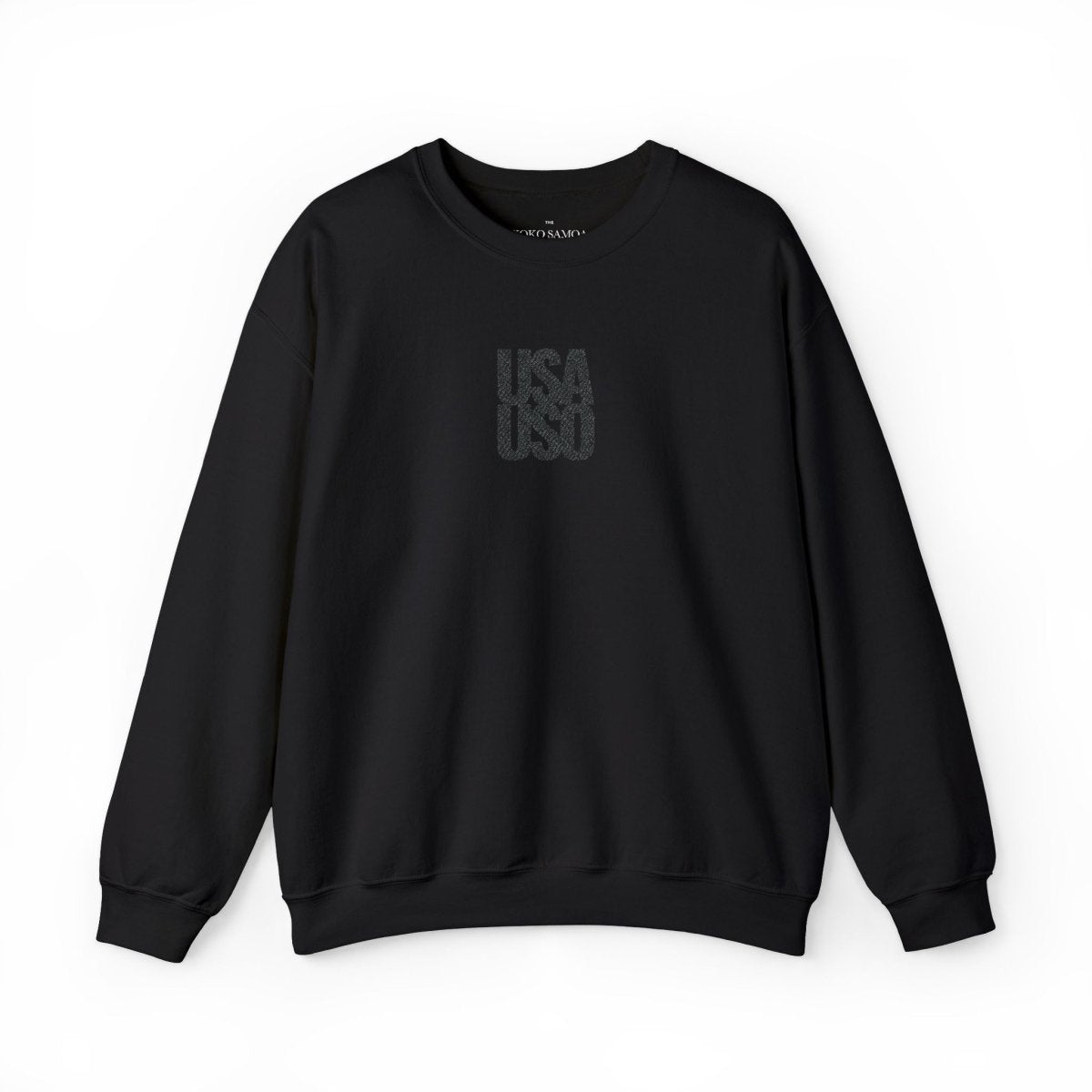 Unisex Heavy Blend Crewneck Sweatshirt - USA USO Valentine's - Black Embroidered - AU/NZ/USA - The Koko Samoa