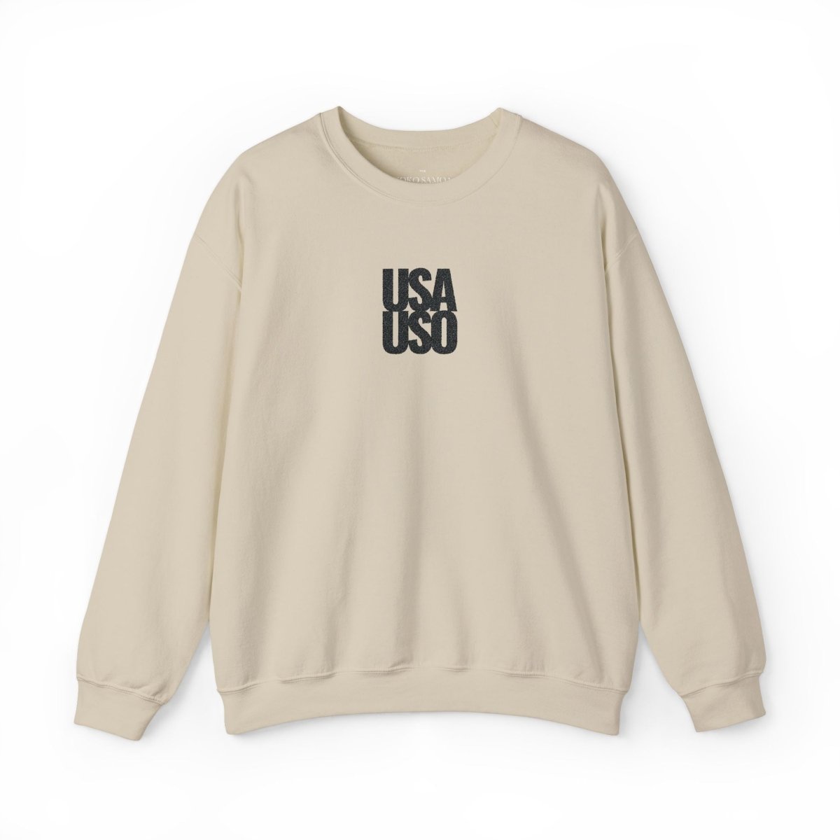 Unisex Heavy Blend Crewneck Sweatshirt - USA USO Valentine's - Black Embroidered - AU/NZ/USA - The Koko Samoa