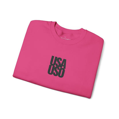 Unisex Heavy Blend Crewneck Sweatshirt - USA USO Valentine's - Black Embroidered - AU/NZ/USA - The Koko Samoa