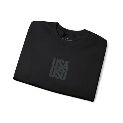 Unisex Heavy Blend Crewneck Sweatshirt - USA USO Valentine's - Black Embroidered - AU/NZ/USA - The Koko Samoa