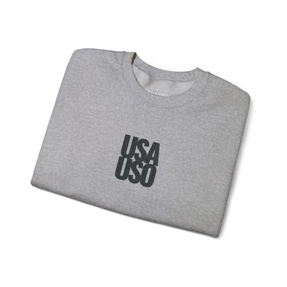 Unisex Heavy Blend Crewneck Sweatshirt - USA USO Valentine's - Black Embroidered - AU/NZ/USA - The Koko Samoa