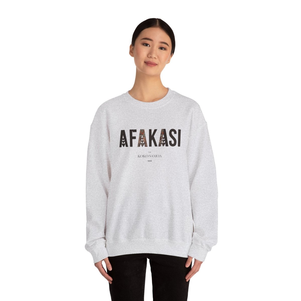 Unisex heavy sweatshirt featuring Afakasi design, casual fit, in neutral tones, ideal for everyday wear.