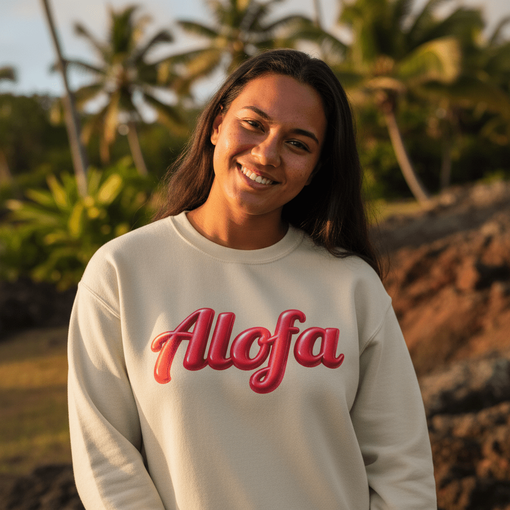 Unisex heavy sweatshirt featuring Alofa design with Samoa Koko print, made for comfort and style.