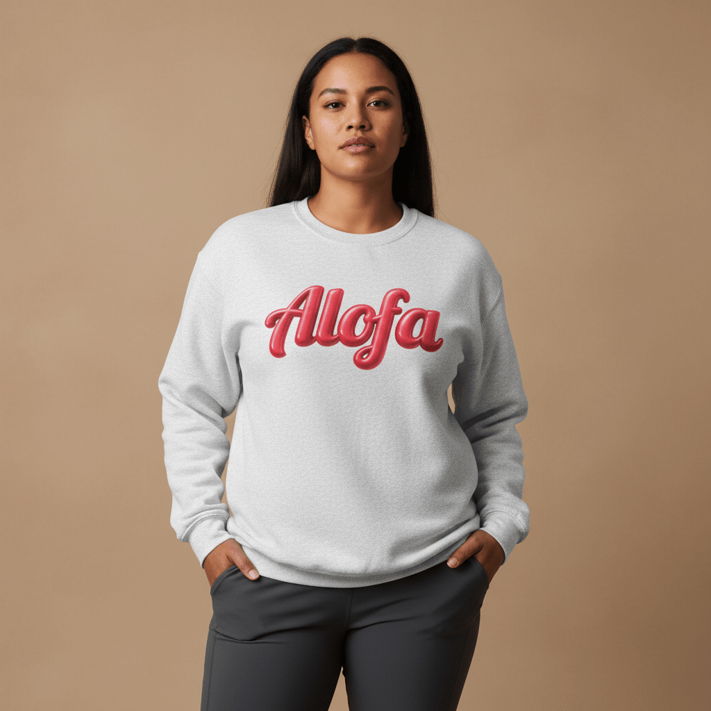 Unisex heavy sweatshirt featuring Alofa design inspired by Samoa, in a comfortable, casual style.