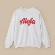 Unisex heavy sweatshirt featuring Alofa design with USA and Samoa motifs, in black color.