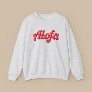 Unisex heavy sweatshirt featuring Alofa design with USA and Samoa motifs, in black color.