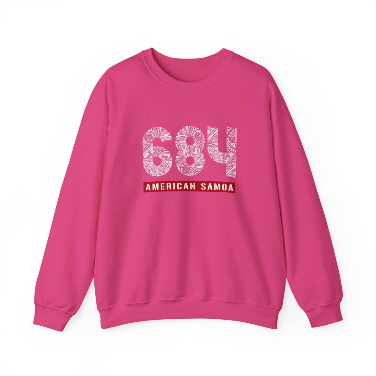 Unisex heavy sweatshirt featuring American Samoa 684, shown in a casual fit on a person.