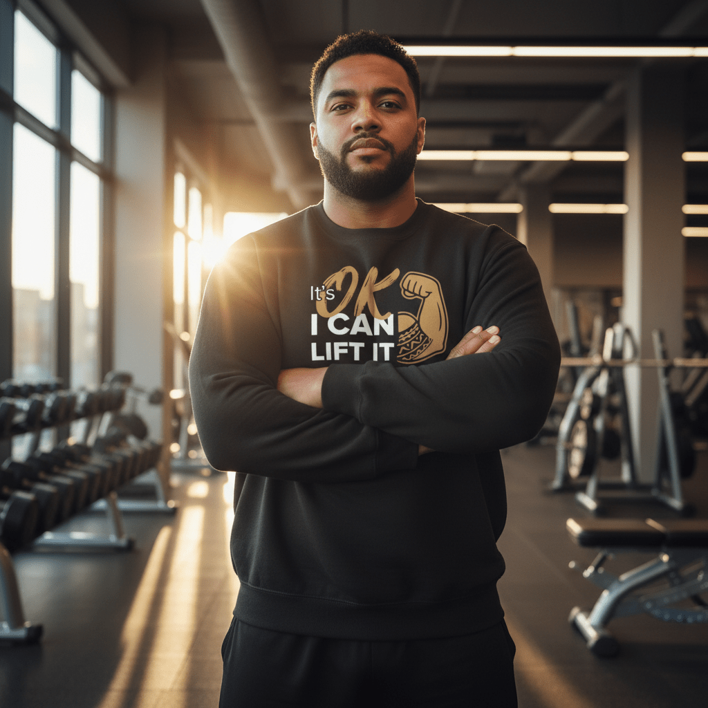 Unisex heavy sweatshirt featuring "I Can Lift It" personalized design, USA print, casual unisex style.