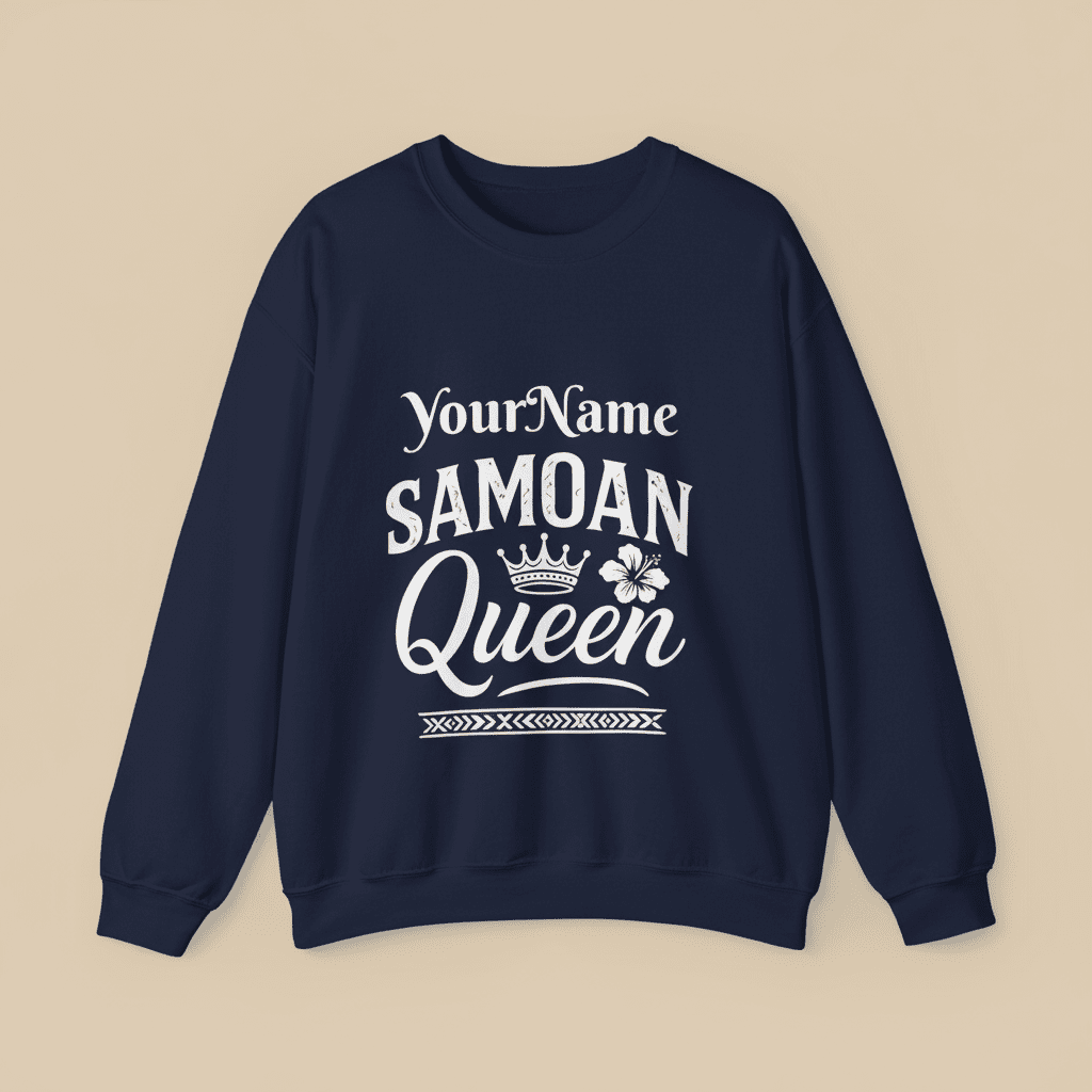 Unisex heavy sweatshirt featuring Samoan Queen design, personalized print, by The Print Bar, in a casual wear style.
