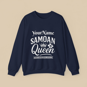 Unisex heavy sweatshirt featuring Samoan Queen design, personalized print, by The Print Bar, in a casual wear style.