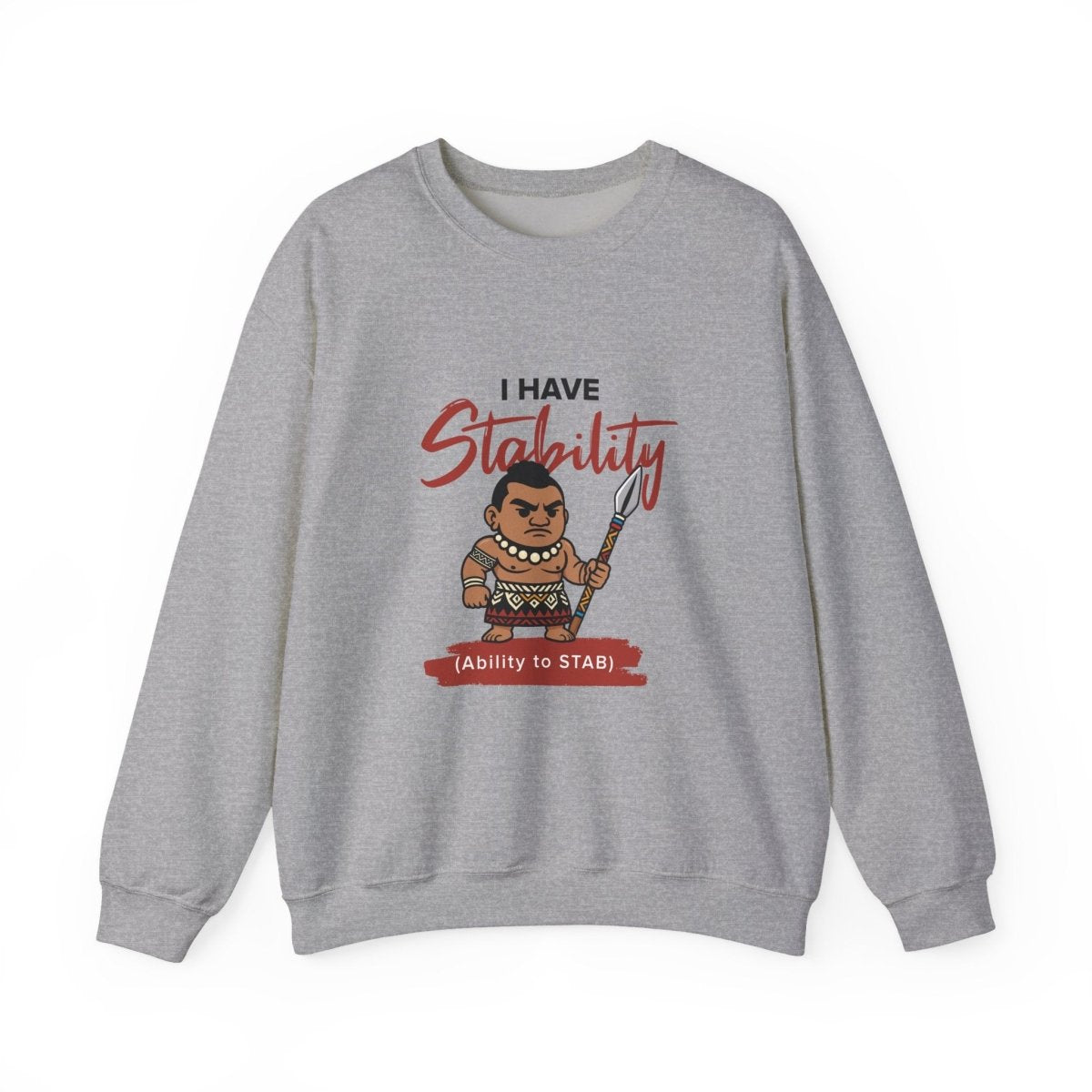 Unisex heavy sweatshirt, featuring a personalized Stability design, in neutral tones.