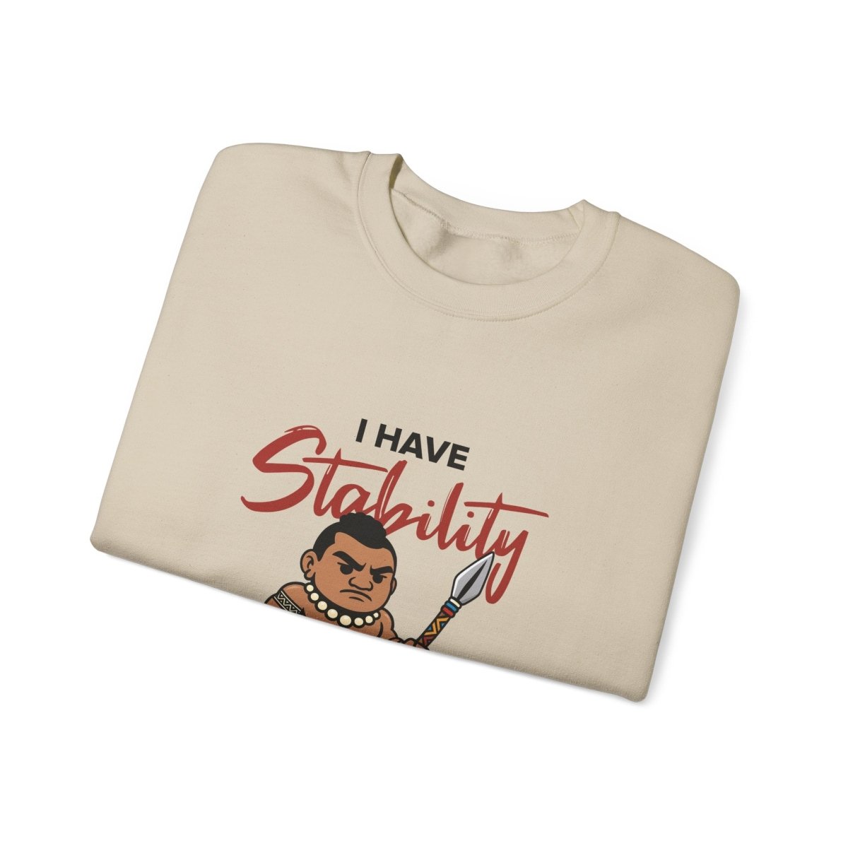 Unisex heavy sweatshirt with "Stability" design, featuring a comfortable fit and personalized style.