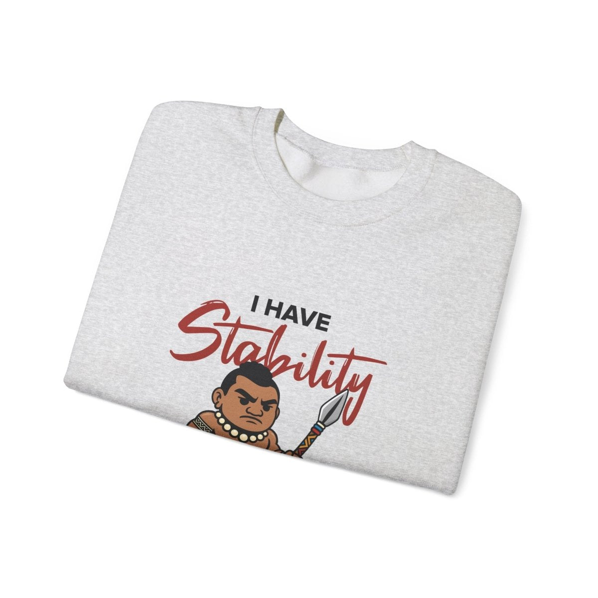 Unisex heavy sweatshirt with "Stability" print, featuring a comfortable fit and casual style in neutral colors.
