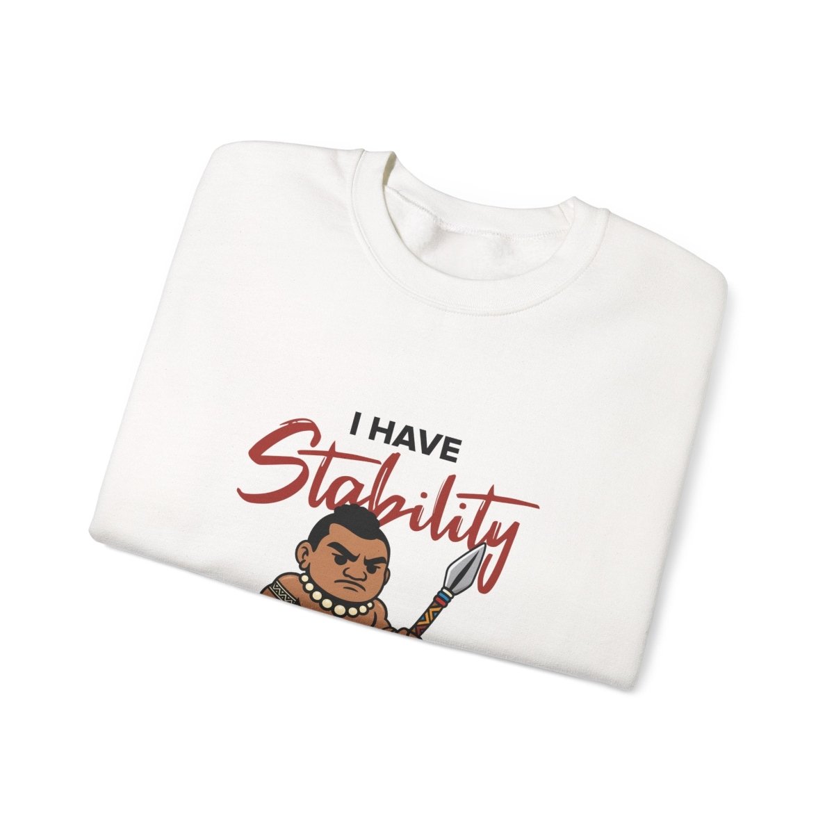 Unisex heavy sweatshirt with "Stability" design, featuring a comfortable fit and personalized style.