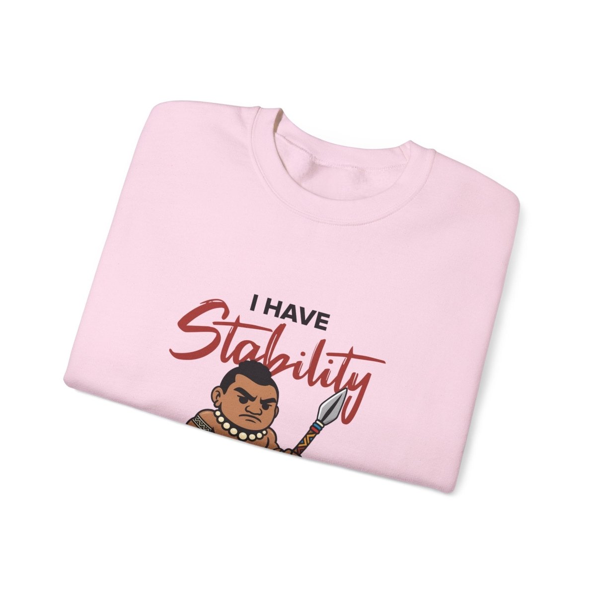 Unisex heavy sweatshirt with "Stability" design, featuring a comfortable fit and personalized style.