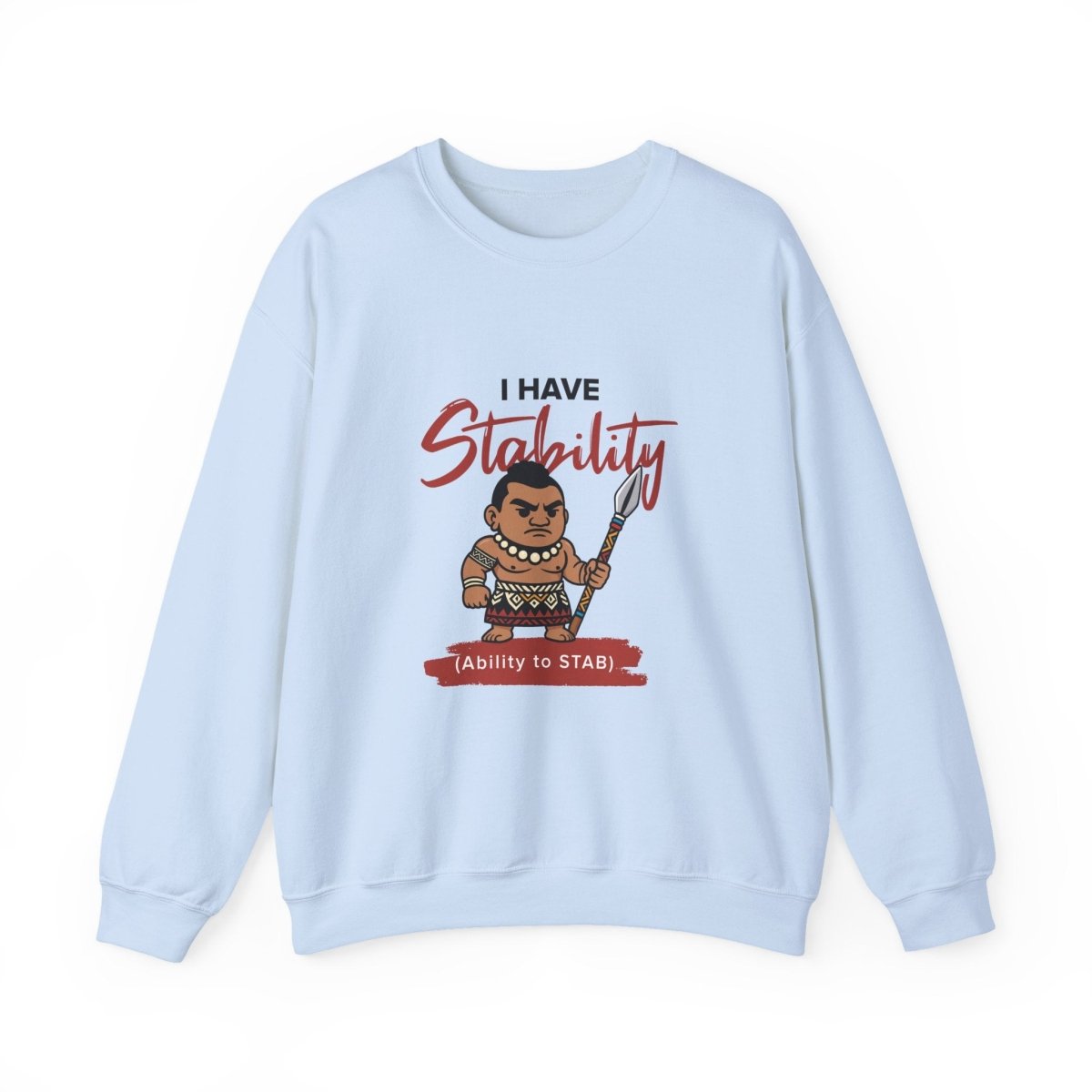 Unisex heavy sweatshirt with "Stability", featuring personalized print in AU/NZ style, casual and comfortable.