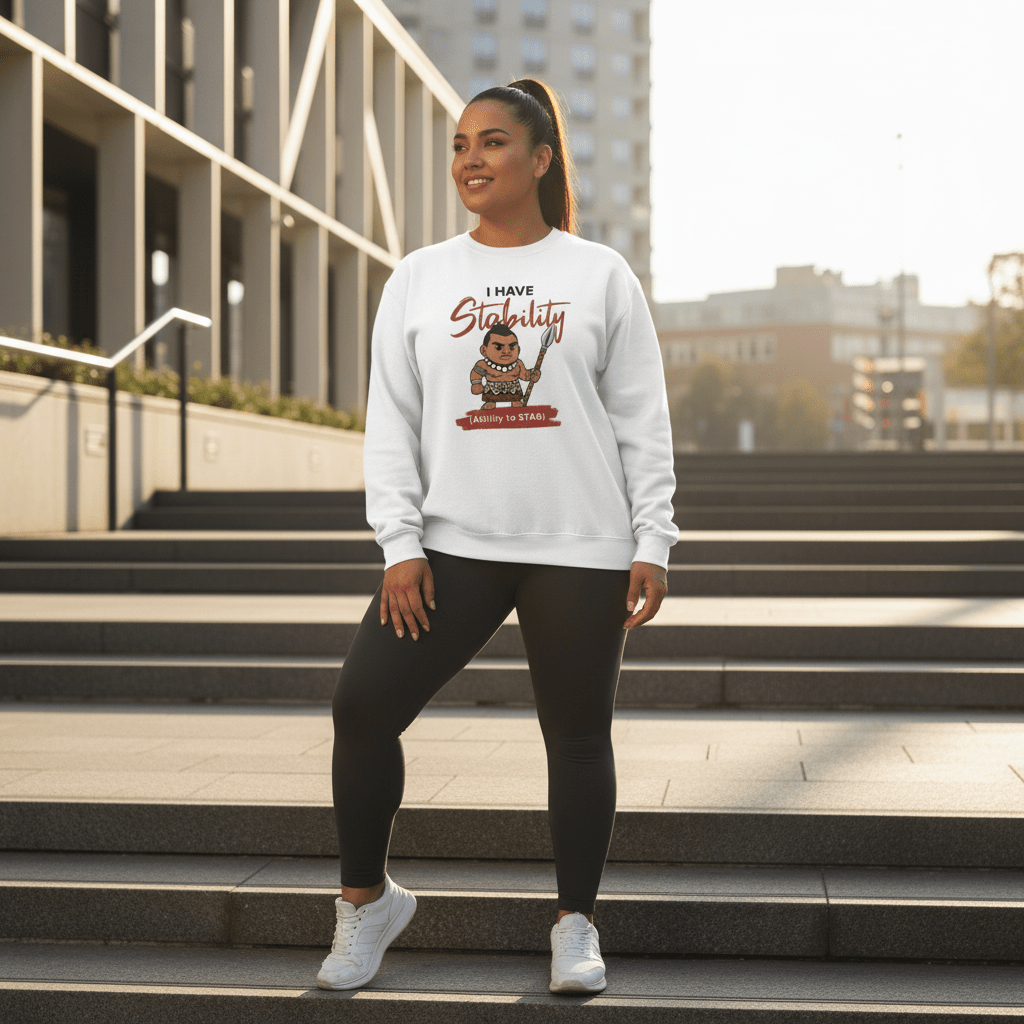 Unisex Heavy Sweatshirt with Stability design, featuring a personalized graphic in USA and Samoa colors.