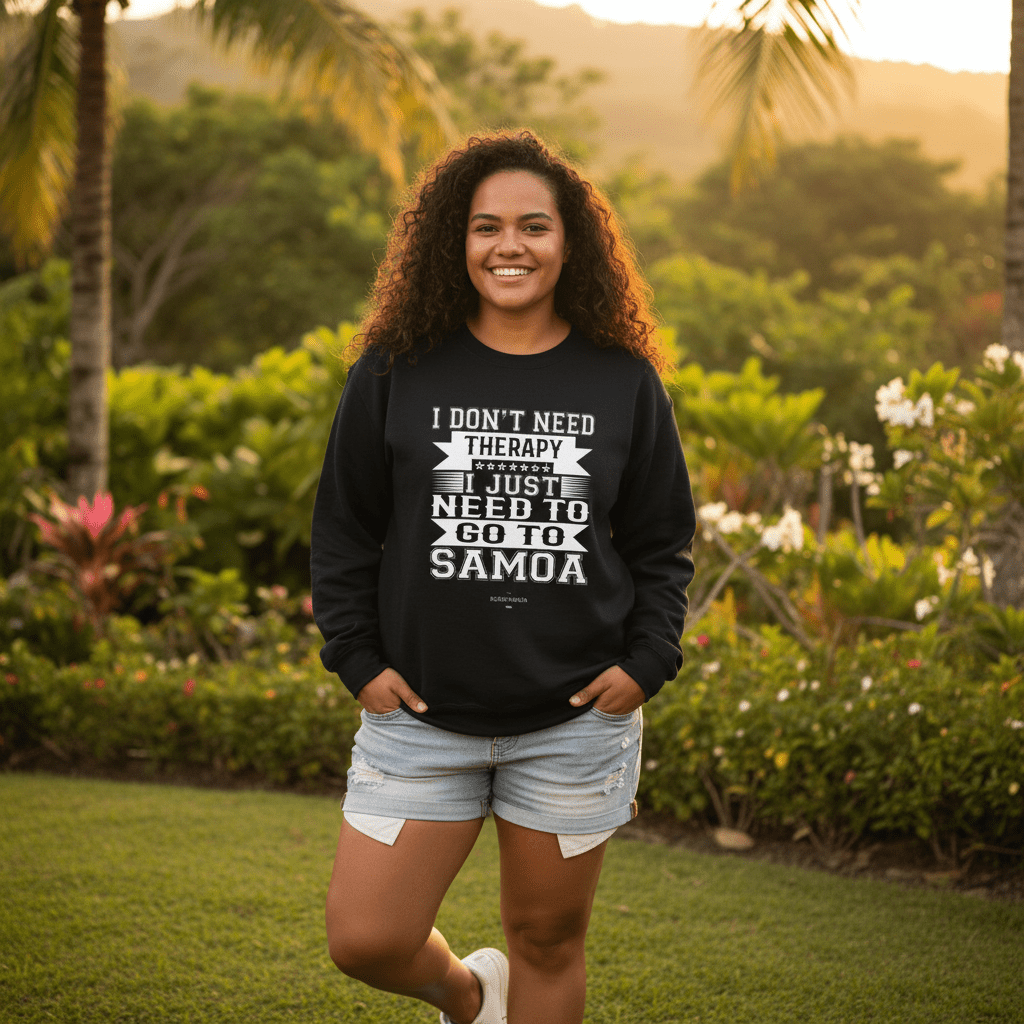 Unisex heavy sweatshirt featuring personalized therapy design, in a casual style with a USA flag detail.