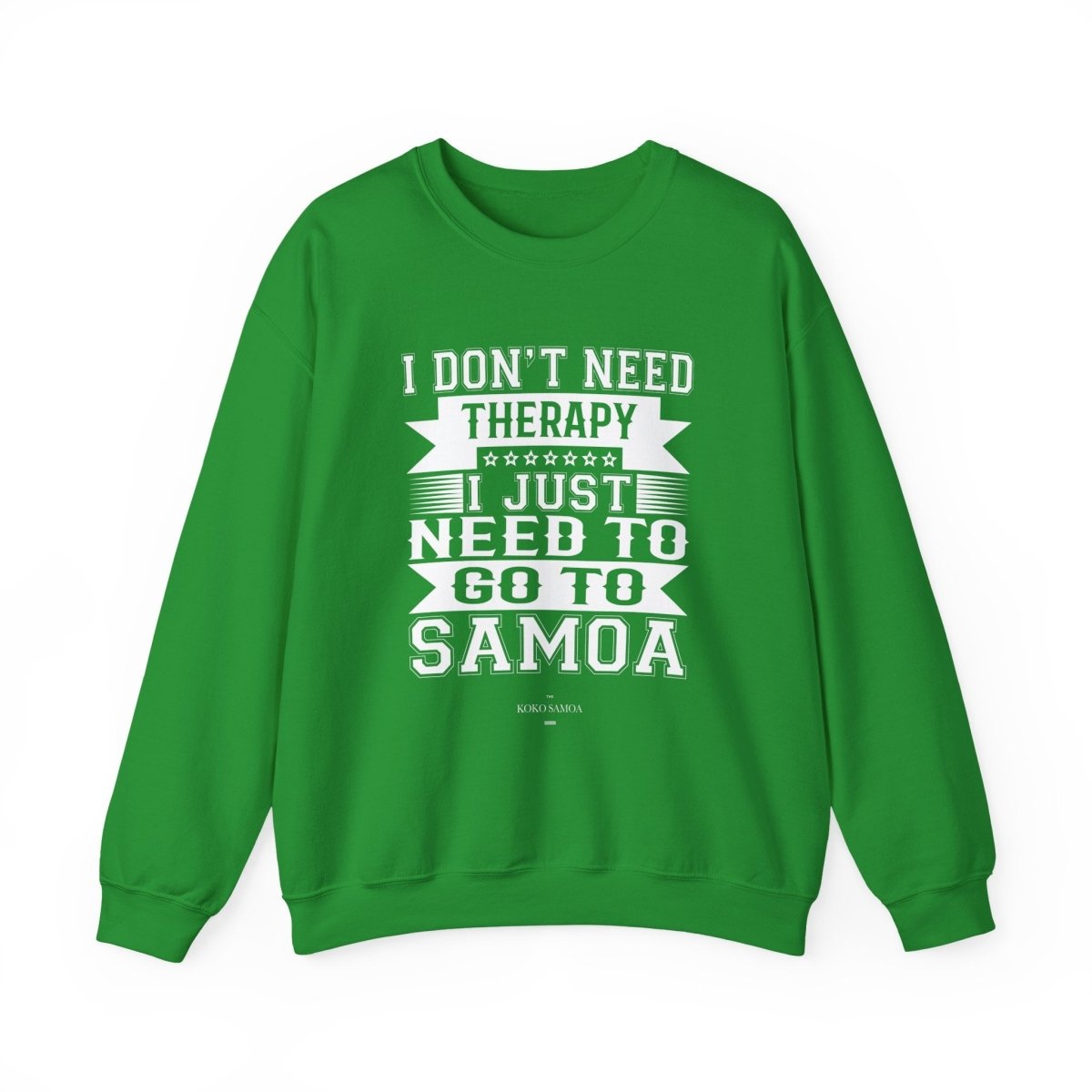 Unisex heavy sweatshirt featuring personalized Therapy design, in dark color, displayed on a hanger.