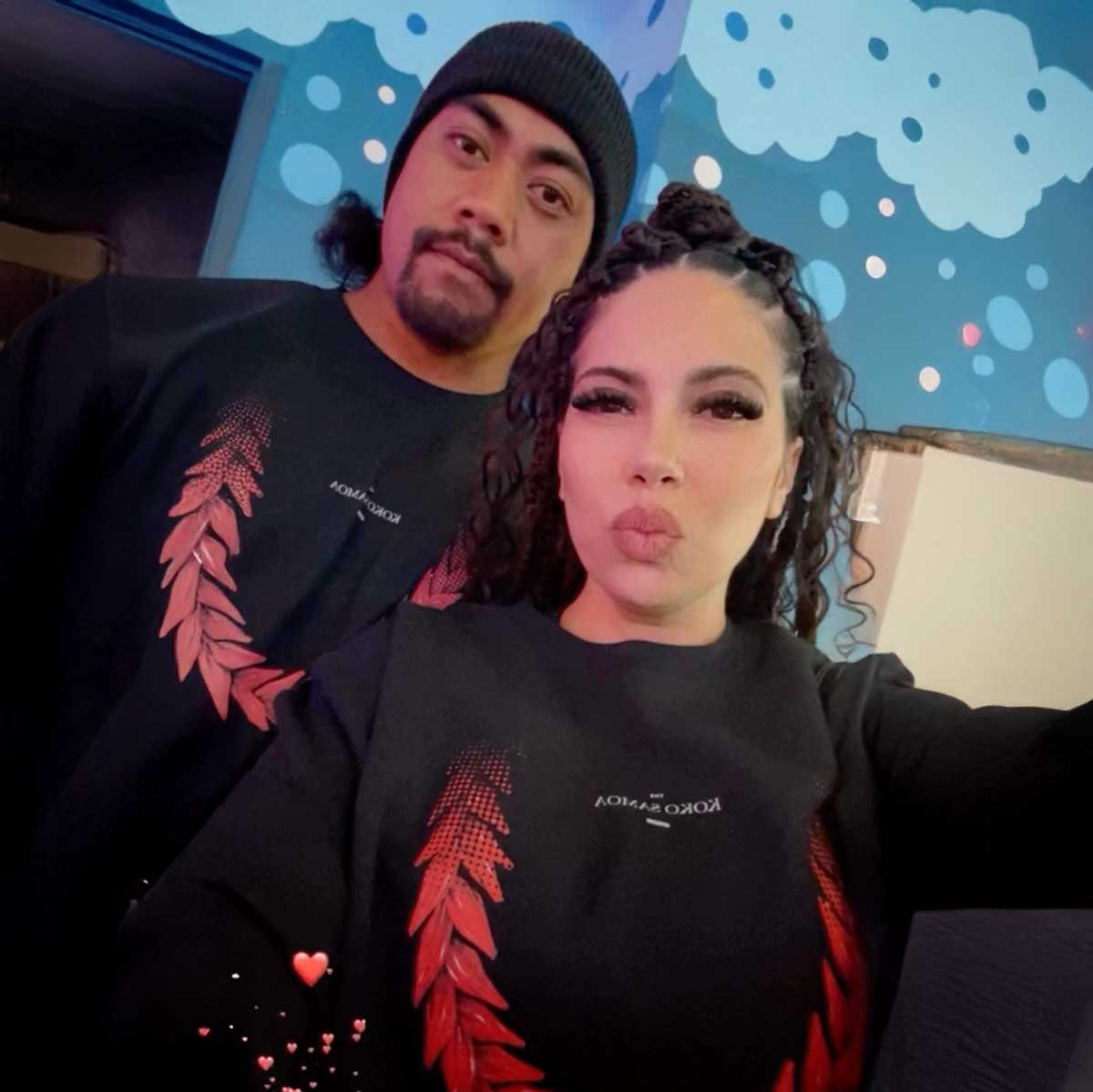 Unisex Heavy Sweatshirt by Monster Digital featuring Ula Fala design, casual fit, in soft fabric, with tropical Samoa-inspired pattern.