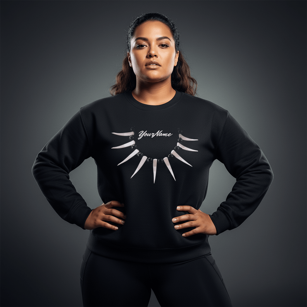 Unisex heavy sweatshirt featuring personalized Ula Nifo design, made in the USA.