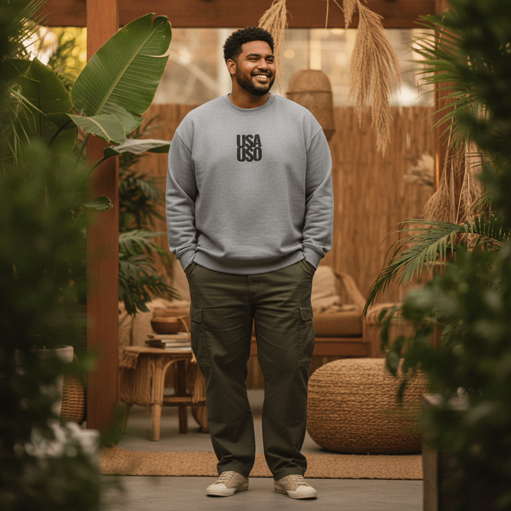 Unisex Heavy Sweatshirt — USA USO - Black Embroidered - AU/NZ/USA - The Koko Samoa