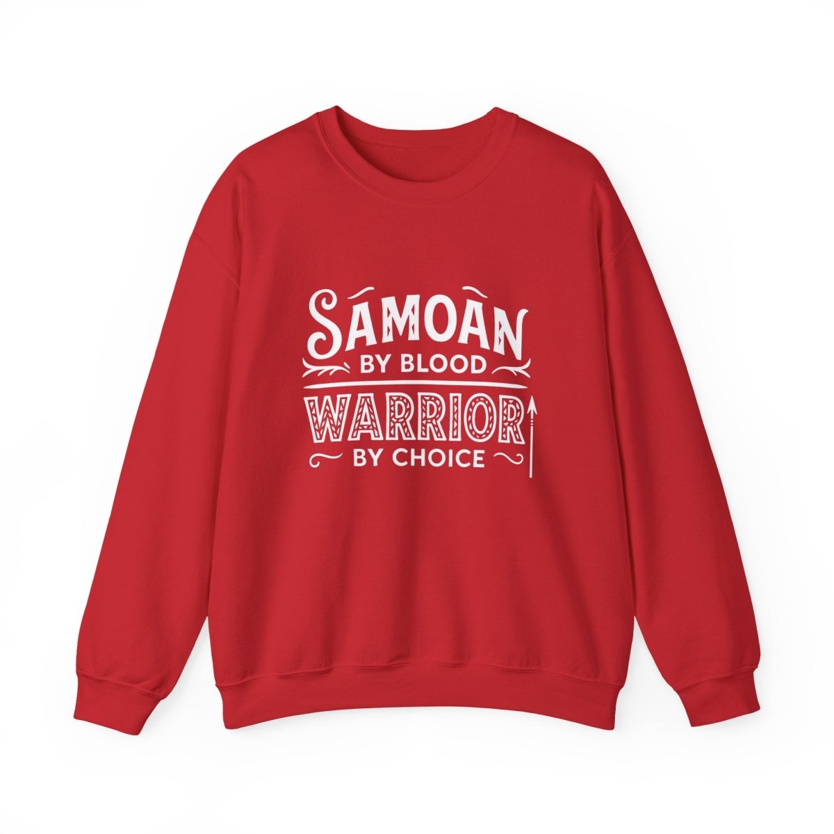 Unisex heavy sweatshirt featuring Warrior by Choice design, personalized with Koko Samoa motifs.
