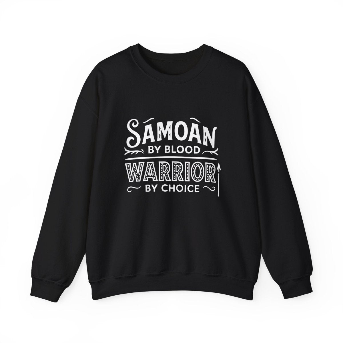 Unisex heavy sweatshirt featuring Warrior by Choice design, personalized with Koko Samoa motifs.