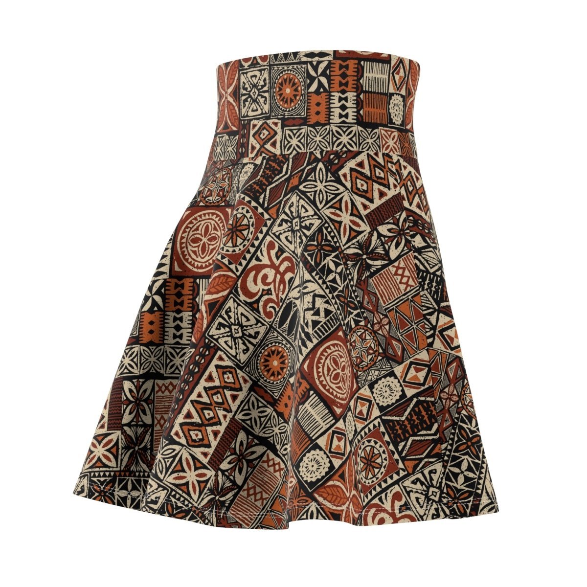 Women’s Elei print skater skirt by MWW on Demand, featuring vibrant tropical patterns and a flared design.