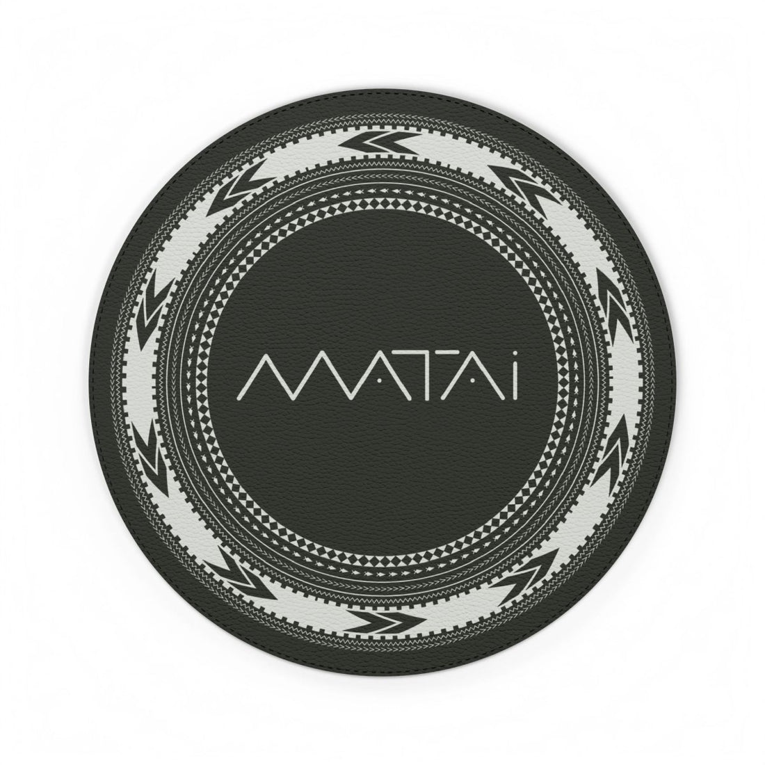 Round leather mouse mat by WOYC featuring Matai design, ideal for home decor, measuring 8.7 inches in AU, NZ, and USA.