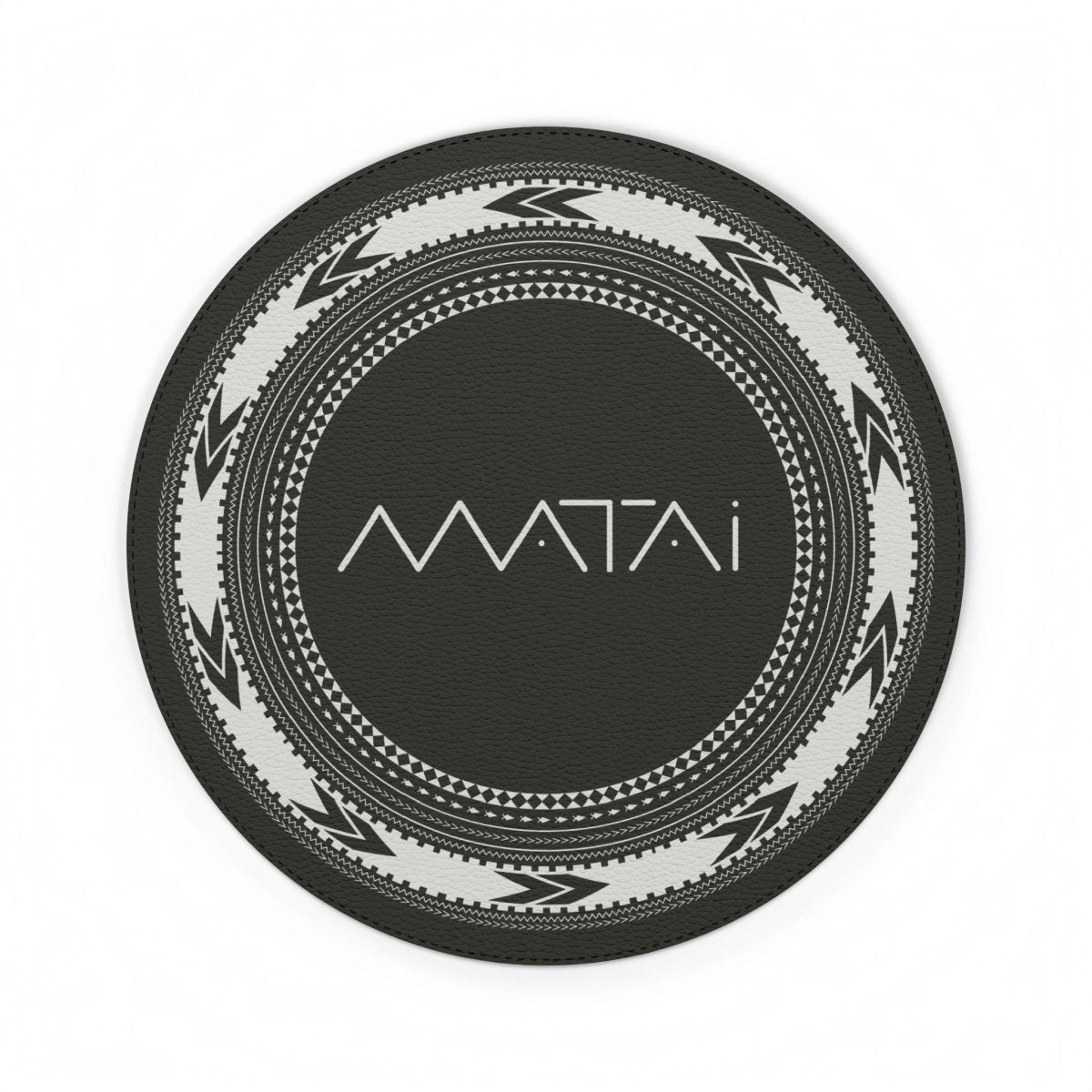 Round leather mouse mat by WOYC featuring Matai design, ideal for home decor, measuring 8.7 inches in AU, NZ, and USA.