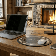Round leather mouse mat by WOYC with Matai design, ideal for home decor, suitable for AU, NZ, and USA settings.