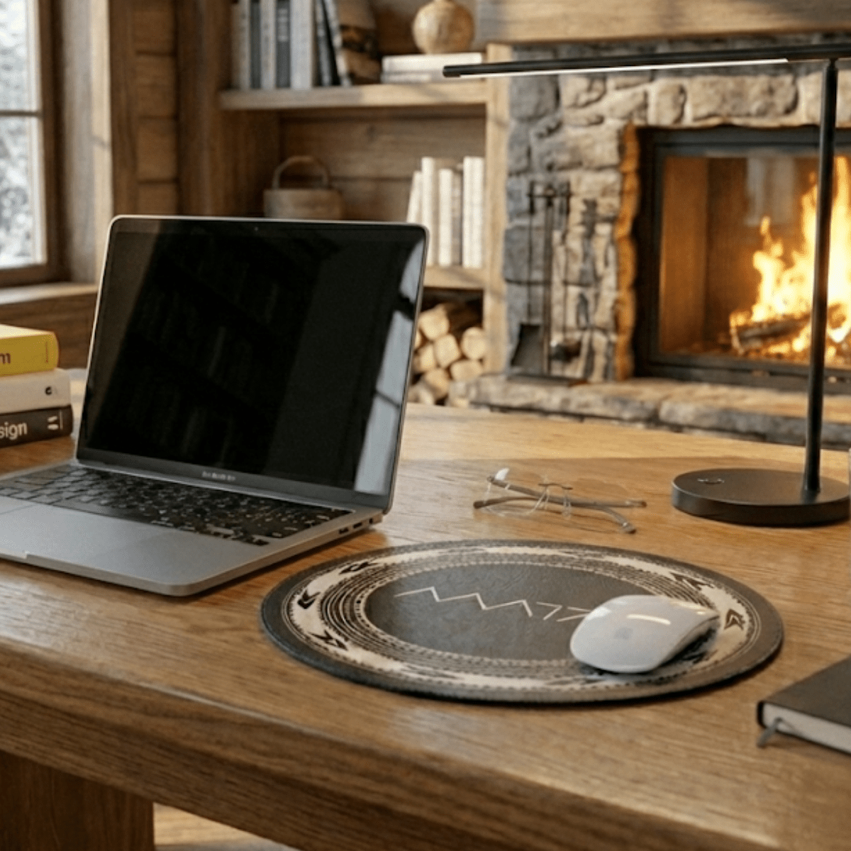Round leather mouse mat by WOYC with Matai design, ideal for home decor, suitable for AU, NZ, and USA settings.