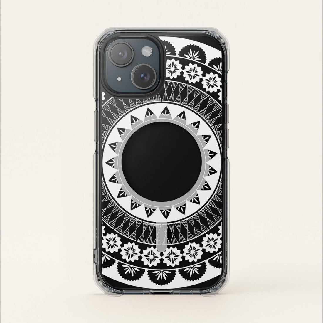 PasifikaOne MagSafe clear case for iPhone 16 featuring Fiji design, showcasing a transparent protective cover.